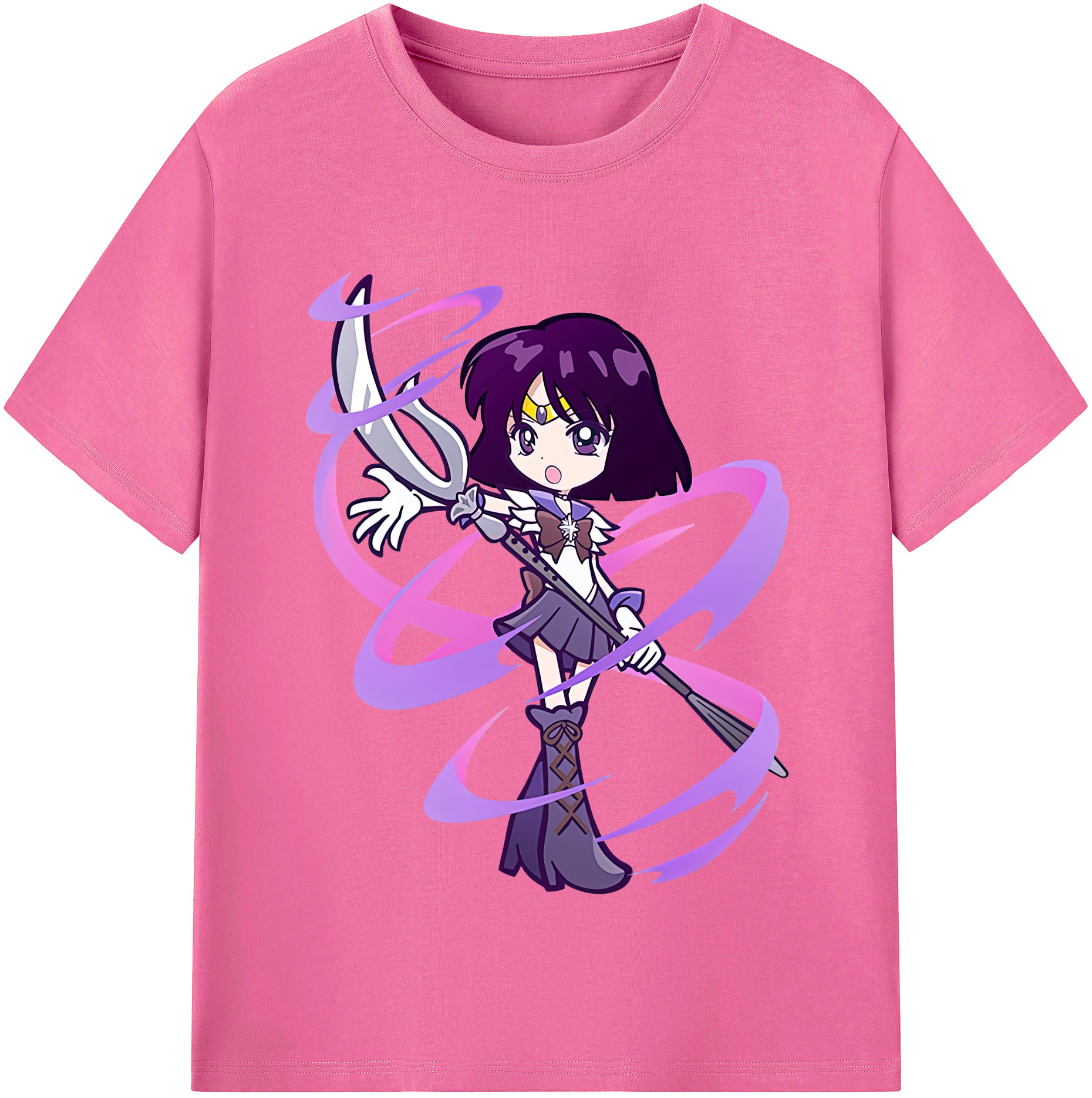 （画像用） 美少女戦士セーラームーン 土萠ほたる Sailor Moon Tomoe Hotaru （セーラーサターン；Sailor Saturn） レディースカジュアルプリントTシャツ（綿100％）